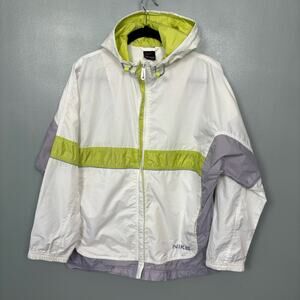 Vintage 90’s Nike White/Green Running Jacket Small